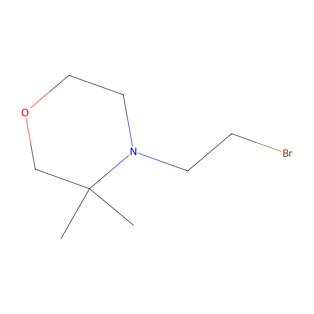 4-(2-Bromoethyl)-3,3-dimethylmorpholine molecular structure, CAS 1098202-59-5