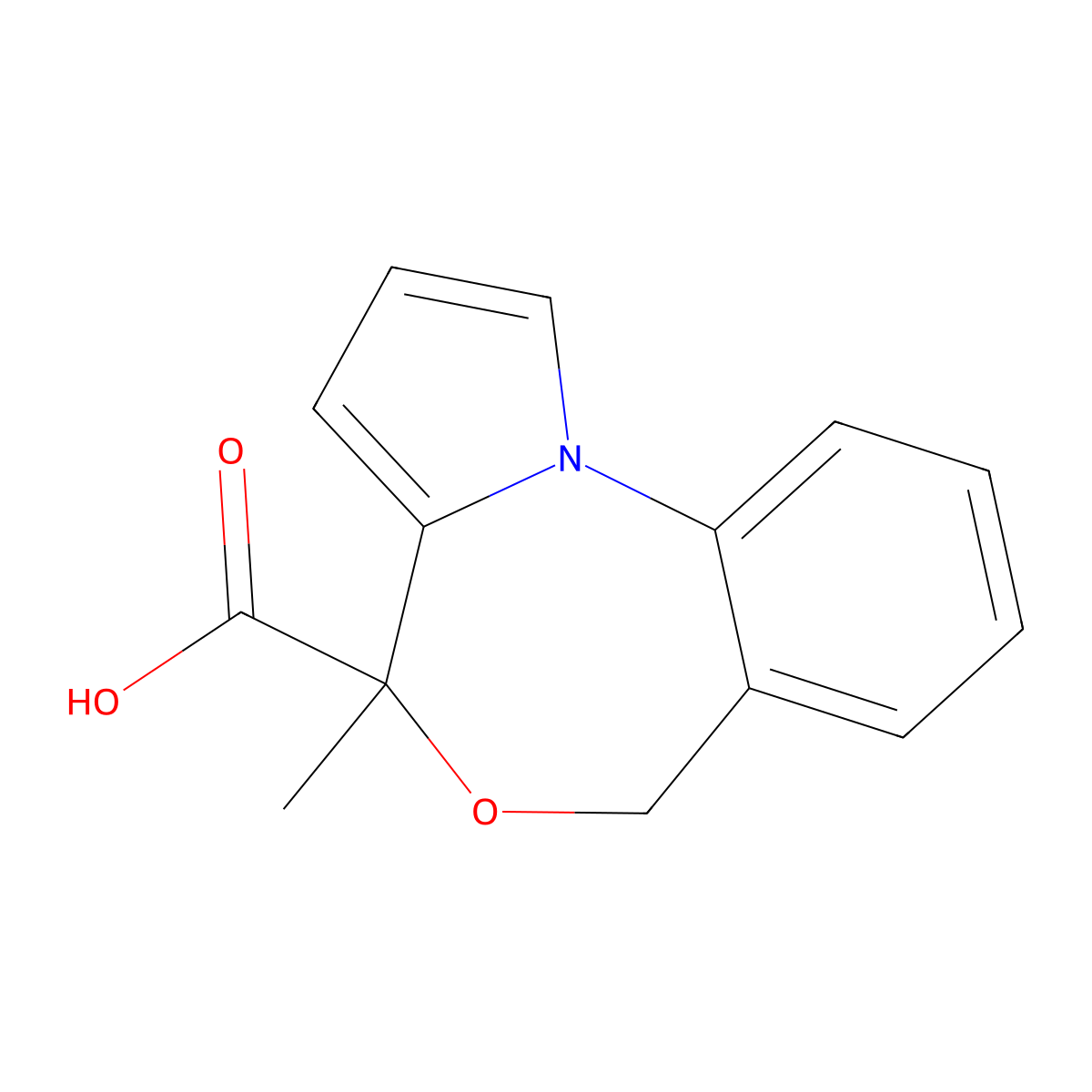 4-methyl-4H,6H-pyrrolo[1,2-a][4,1]benzoxazepine-4-carboxylic acid molecular structure, CAS 109826-59-7