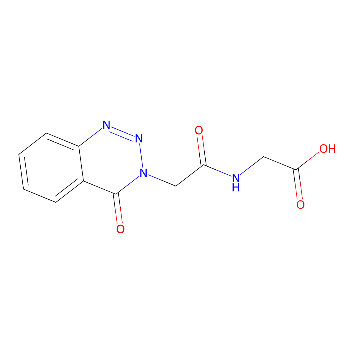 Glycine, N-[(4-oxo-1,2,3-benzotriazin-3(4H)-yl)acetyl]- molecular structure, CAS 109827-41-0