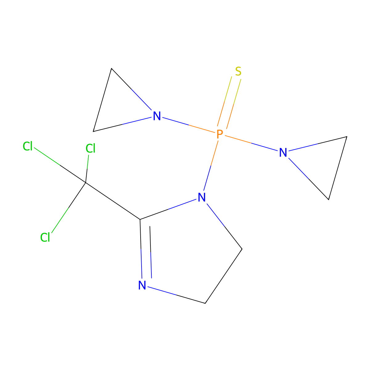 1-(Bis-aziridin-1-YL-phosphinothioyl)-2-trichloromethyl-4,5-dihydro-1H-imidazole molecular structure, CAS 109827-56-7