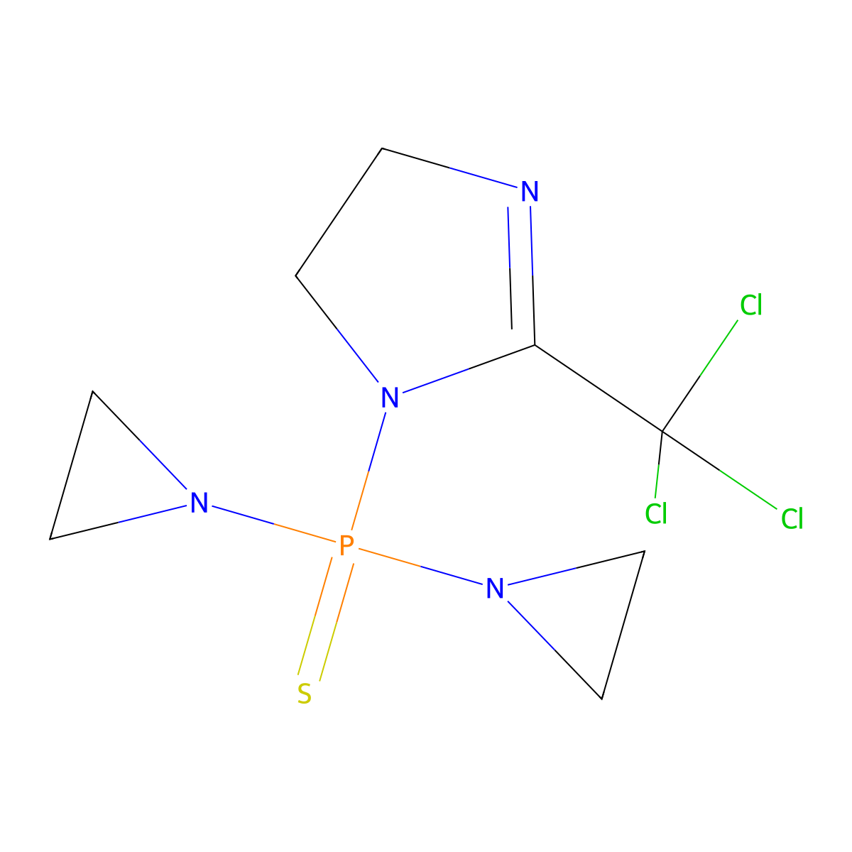 1-(Bis-aziridin-1-YL-phosphinothioyl)-2-trichloromethyl-4,5-dihydro-1H-imidazole molecular structure, CAS 109827-56-7