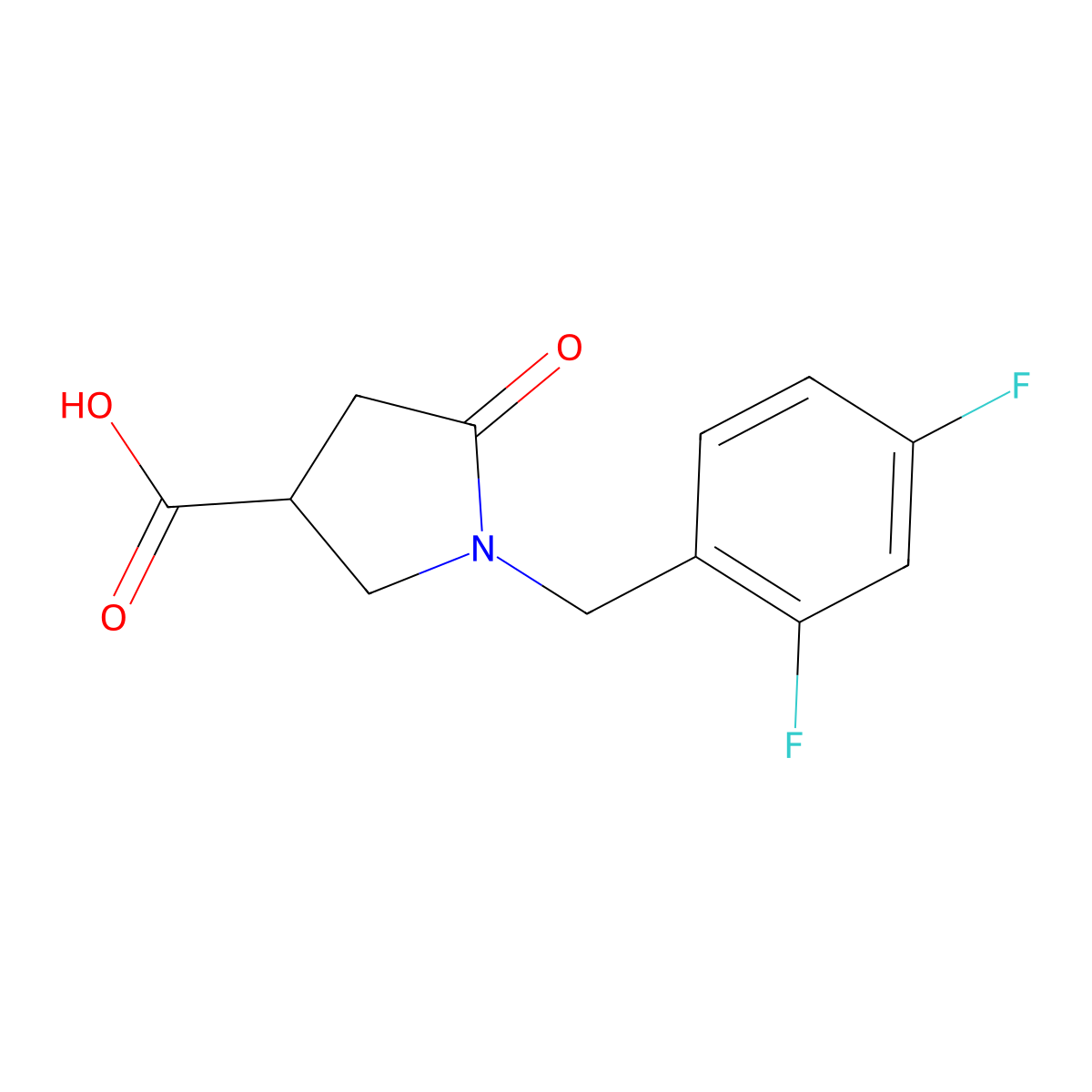 1-(2,4-Difluorobenzyl)-5-oxopyrrolidine-3-carboxylic acid molecular structure, CAS 1098340-12-5