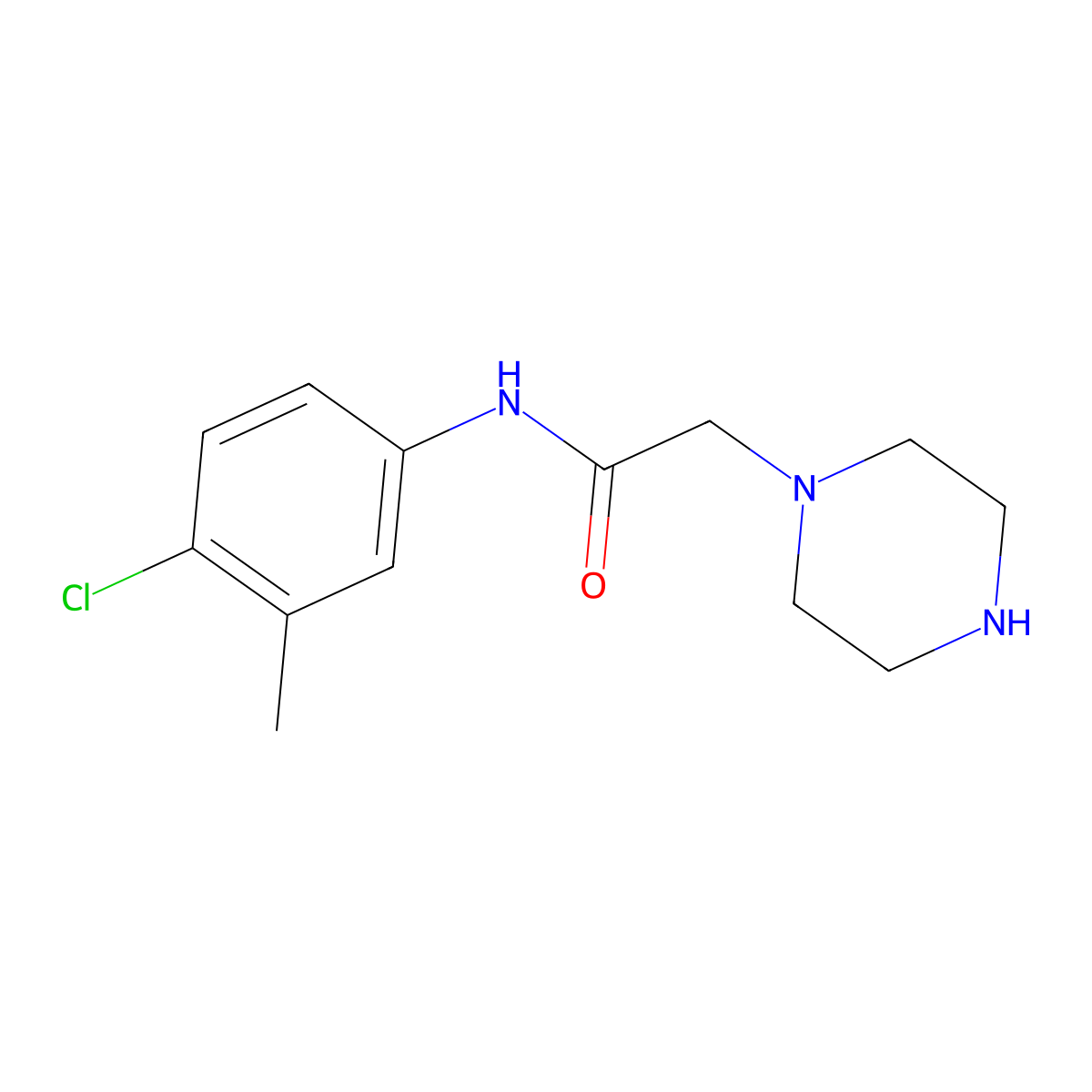 N-(4-chloro-3-methylphenyl)-2-piperazin-1-ylacetamide molecular structure, CAS 1098340-16-9