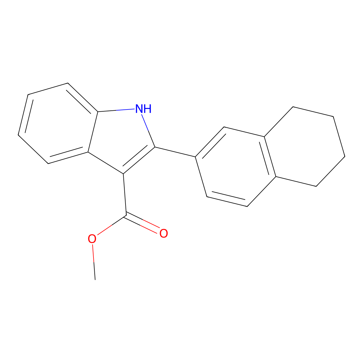 methyl 2-(5,6,7,8-tetrahydronaphthalen-2-yl)-1H-indole-3-carboxylate molecular structure, CAS 1098340-22-7