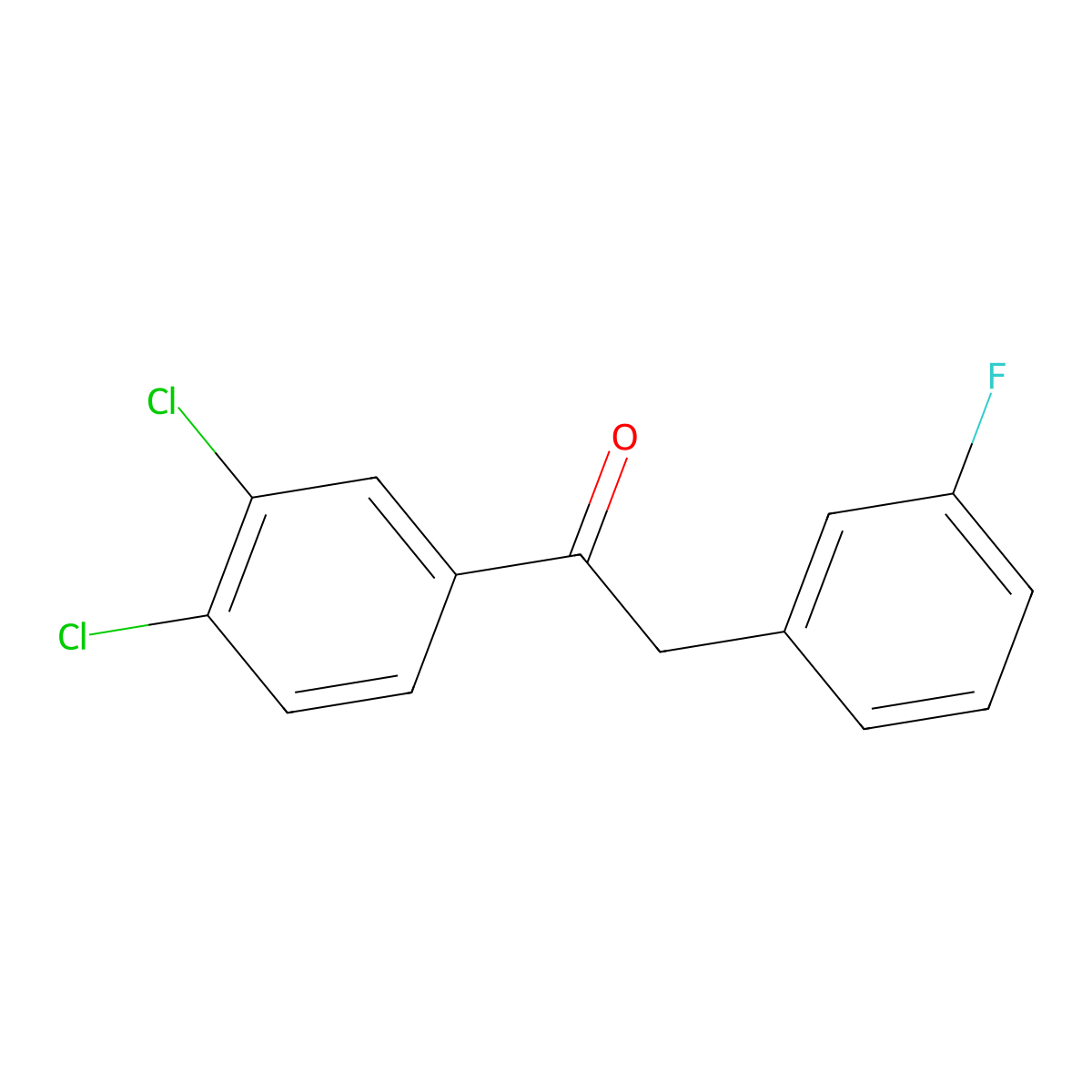 1-(3,4-Dichlorophenyl)-2-(3-fluorophenyl)ethan-1-one molecular structure, CAS 1098344-00-3