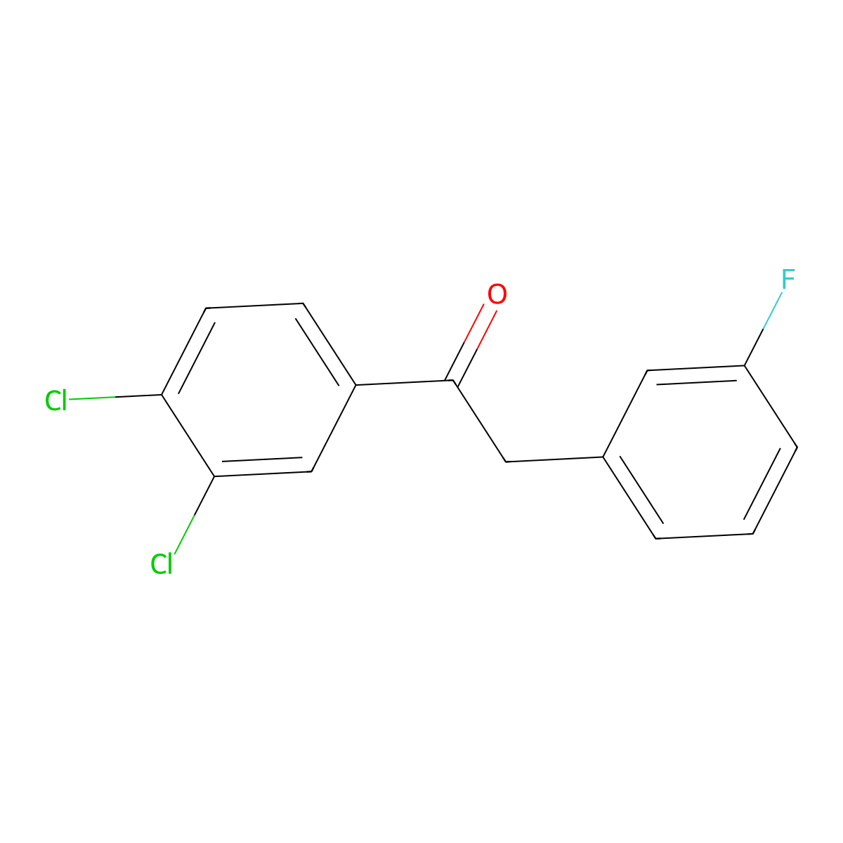 1-(3,4-Dichlorophenyl)-2-(3-fluorophenyl)ethan-1-one molecular structure, CAS 1098344-00-3