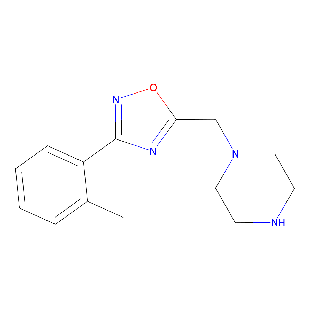 1-{[3-(2-Methylphenyl)-1,2,4-oxadiazol-5-yl]methyl}piperazine molecular structure, CAS 1098345-38-0