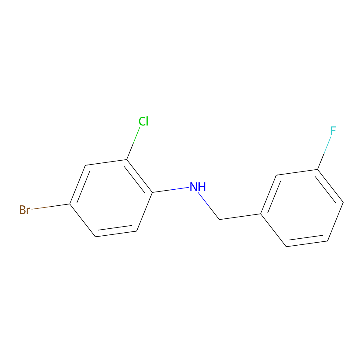 4-Bromo-2-chloro-N-(3-fluorobenzyl)aniline molecular structure, CAS 1098346-24-7