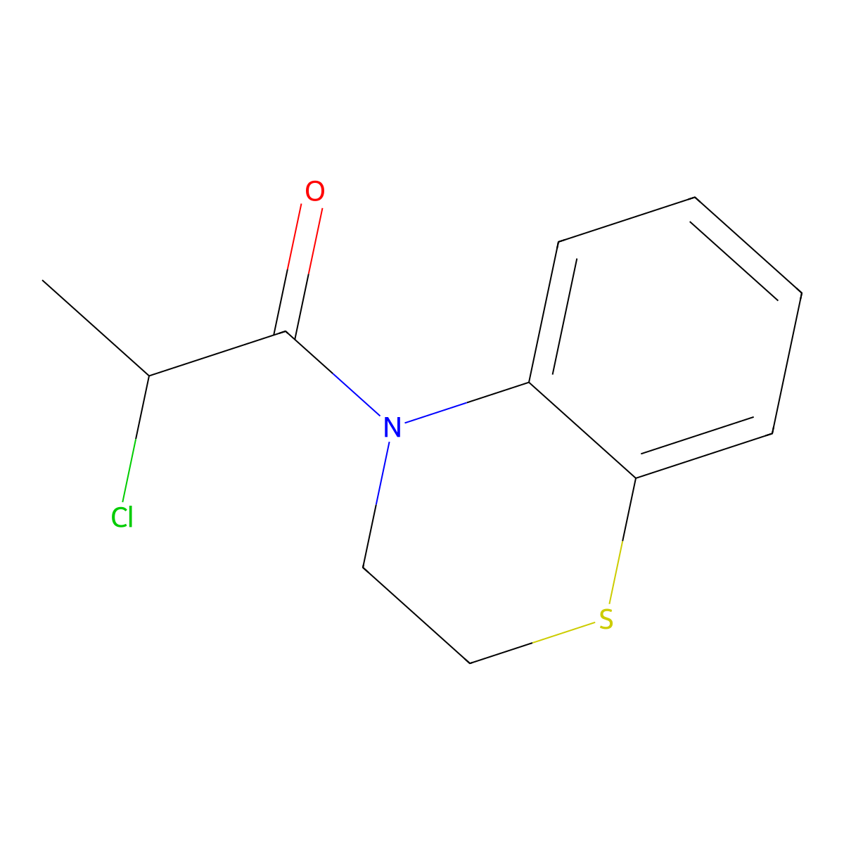 2-chloro-1-(3,4-dihydro-2H-1,4-benzothiazin-4-yl)propan-1-one molecular structure, CAS 1098346-42-9