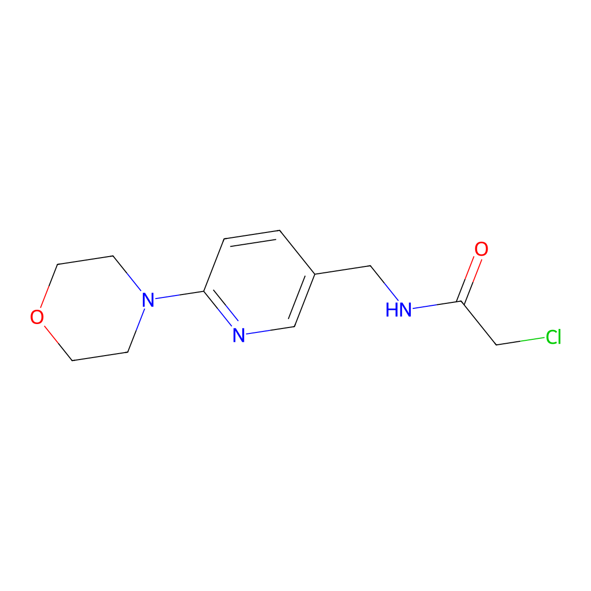 2-chloro-N-{[6-(morpholin-4-yl)pyridin-3-yl]methyl}acetamide molecular structure, CAS 1098347-71-7
