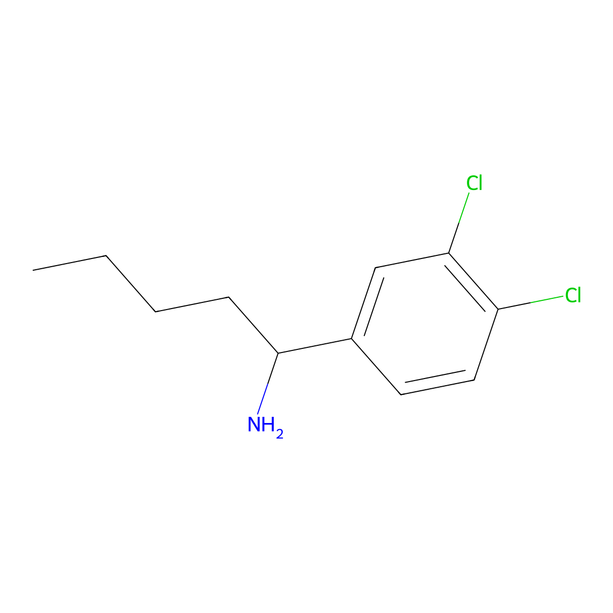 1-(3,4-Dichlorophenyl)pentylamine molecular structure, CAS 1098349-07-5
