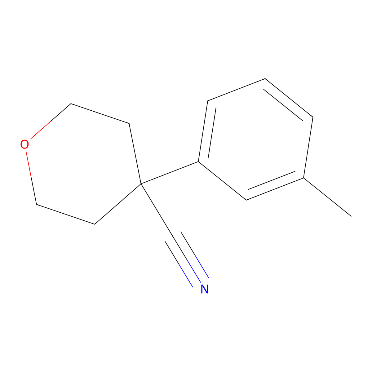4-(3-Methylphenyl)oxane-4-carbonitrile molecular structure, CAS 1098349-27-9
