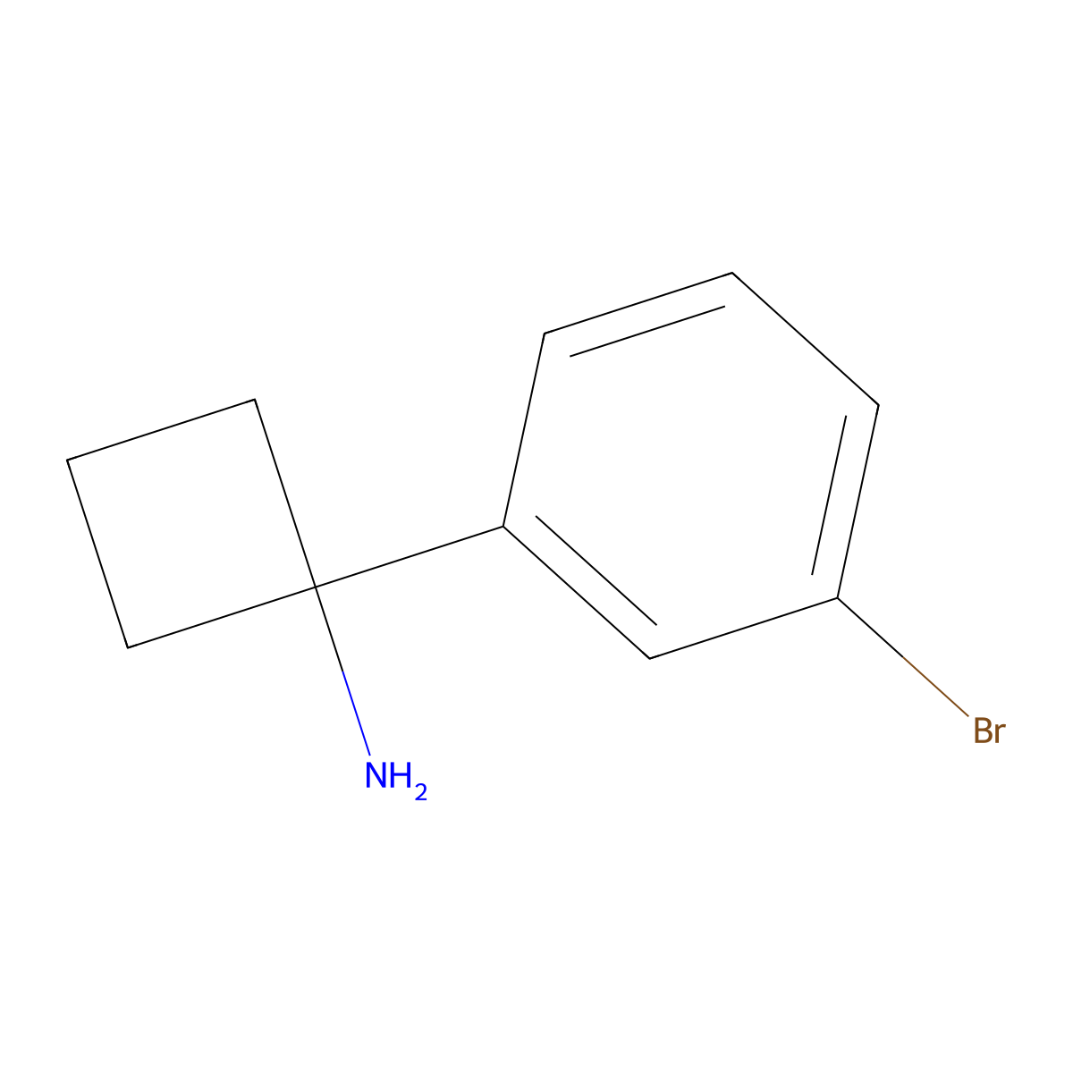 1-(3-Bromophenyl)cyclobutan-1-amine molecular structure, CAS 1098349-39-3
