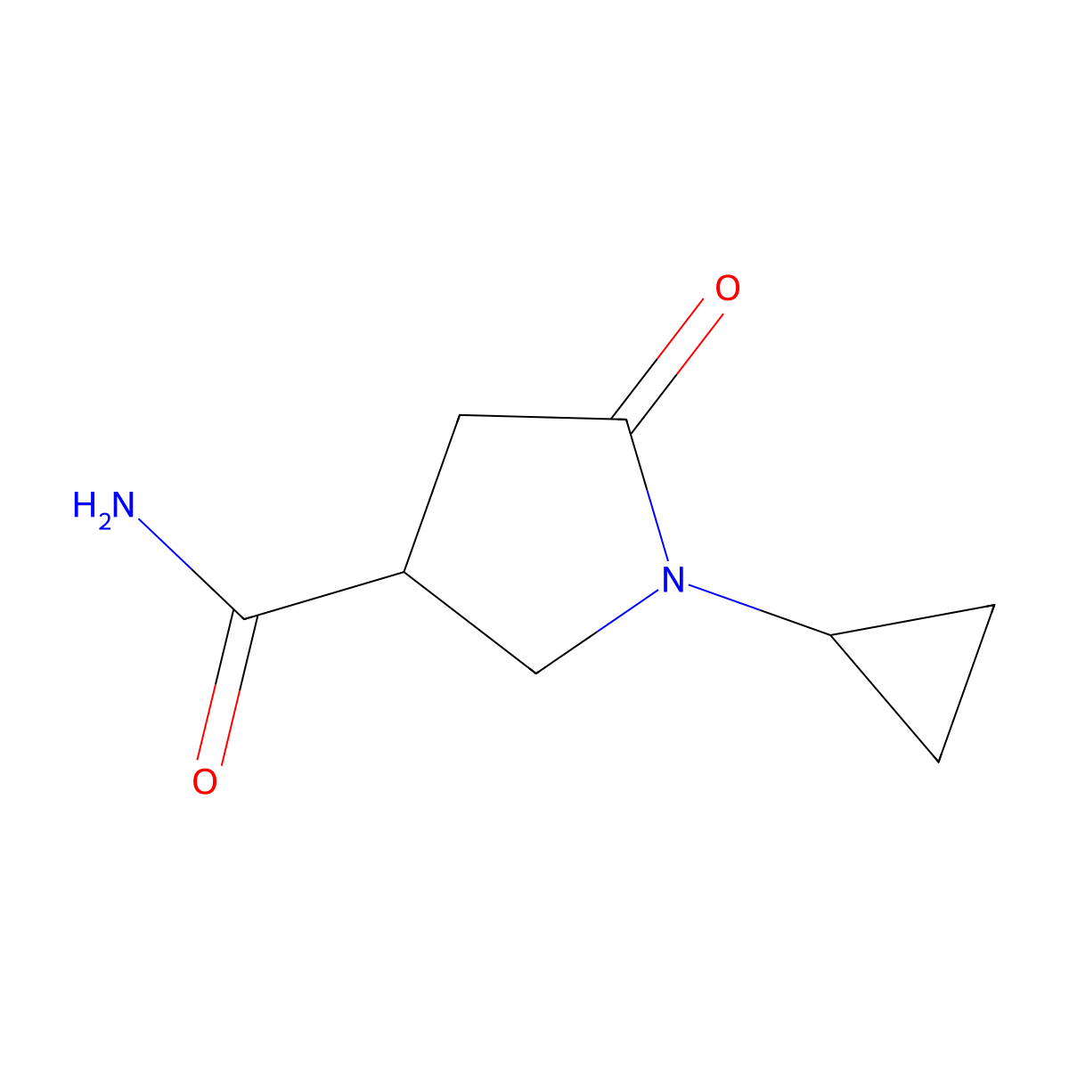 1-Cyclopropyl-5-oxopyrrolidine-3-carboxamide molecular structure, CAS 1098349-74-6