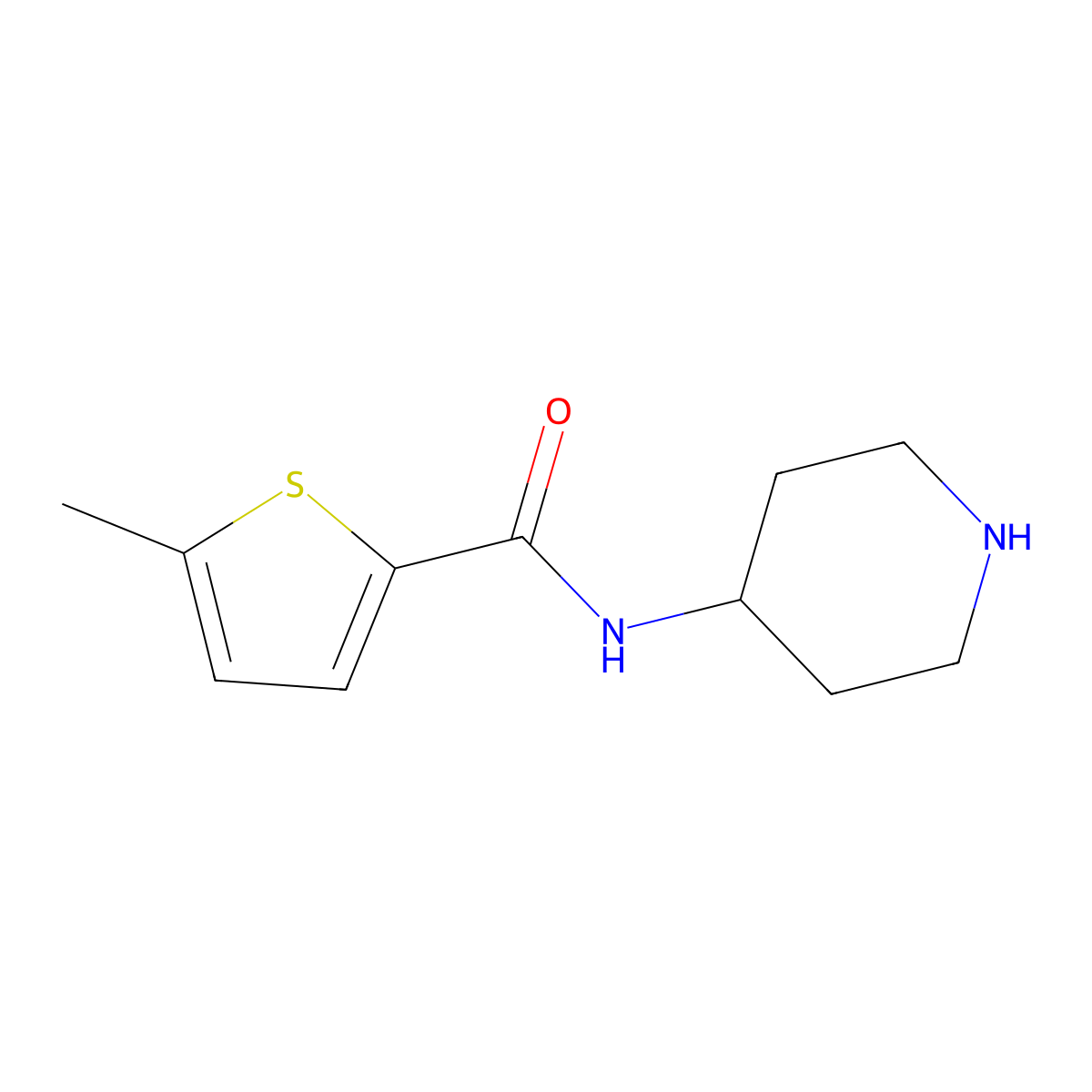 5-methyl-N-(piperidin-4-yl)thiophene-2-carboxamide molecular structure, CAS 1098349-96-2