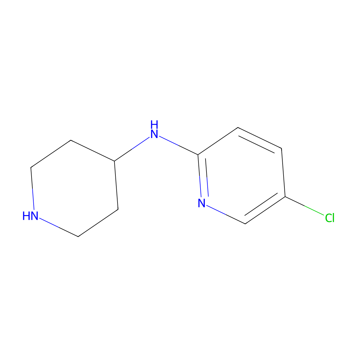 5-chloro-N-(piperidin-4-yl)pyridin-2-amine molecular structure, CAS 1098350-66-3
