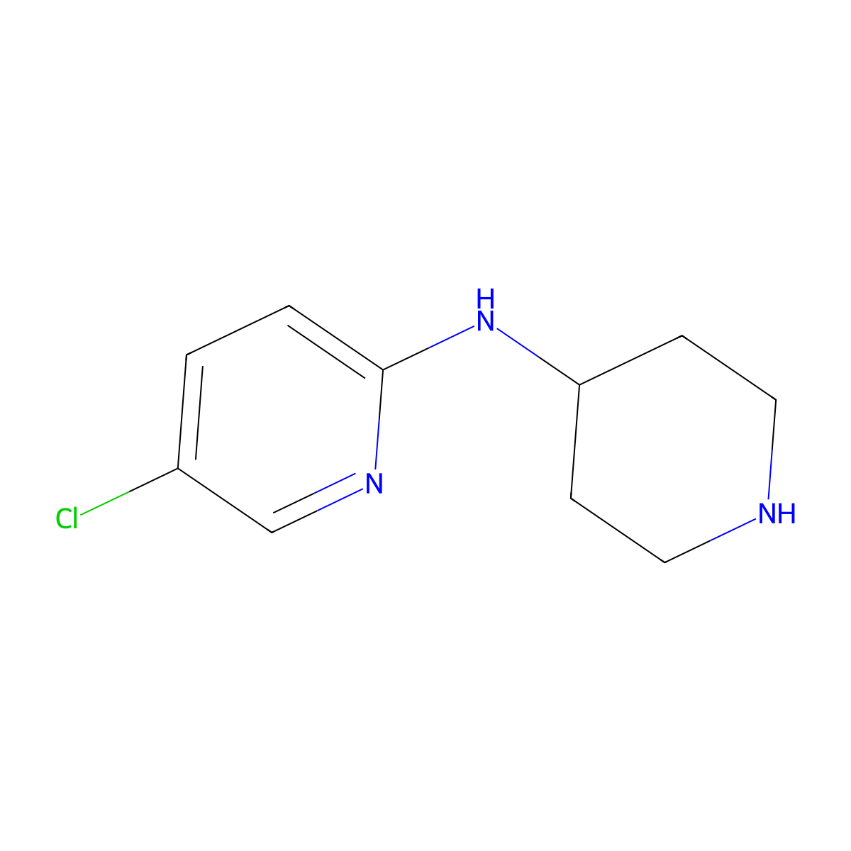 5-chloro-N-(piperidin-4-yl)pyridin-2-amine molecular structure, CAS 1098350-66-3