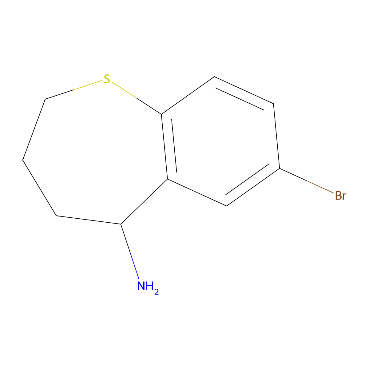 7-Bromo-2,3,4,5-tetrahydro-1-benzothiepin-5-amine molecular structure, CAS 1098355-04-4