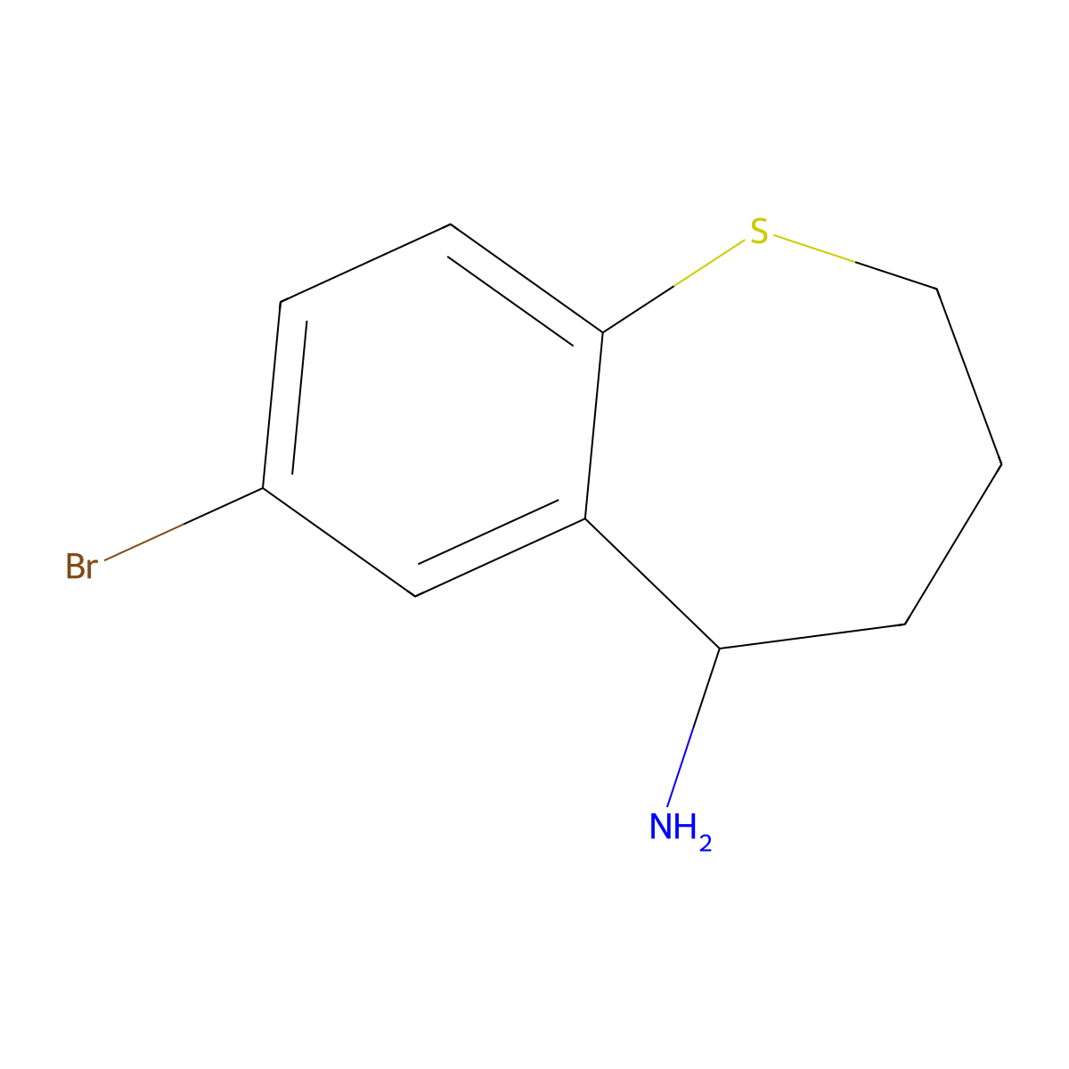 7-Bromo-2,3,4,5-tetrahydro-1-benzothiepin-5-amine molecular structure, CAS 1098355-04-4
