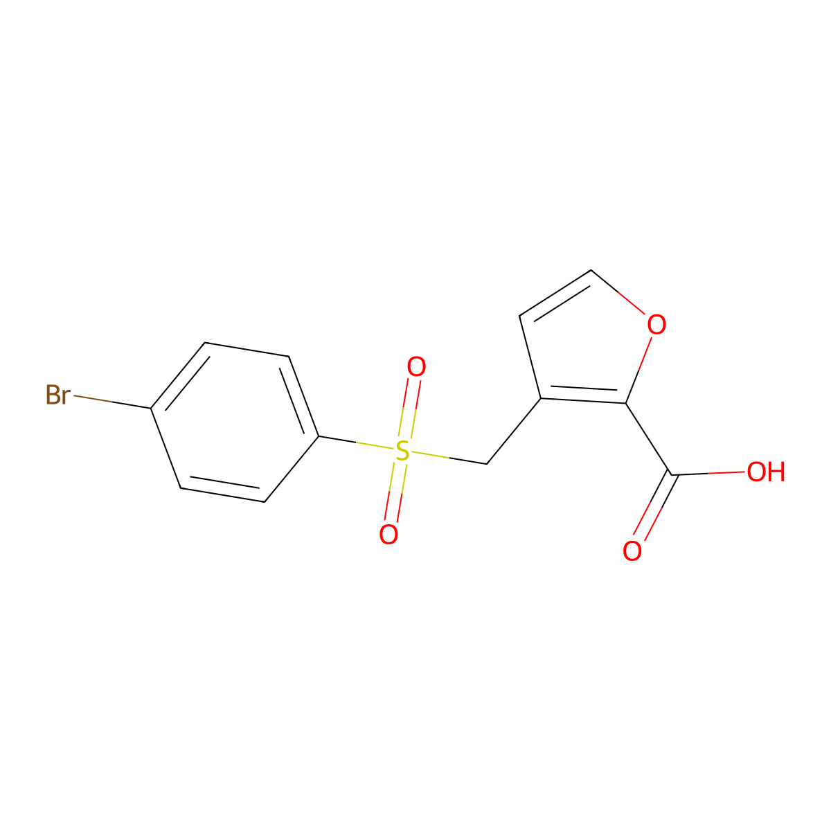 3-[(4-Bromobenzenesulfonyl)methyl]furan-2-carboxylic acid molecular structure, CAS 1098359-00-2