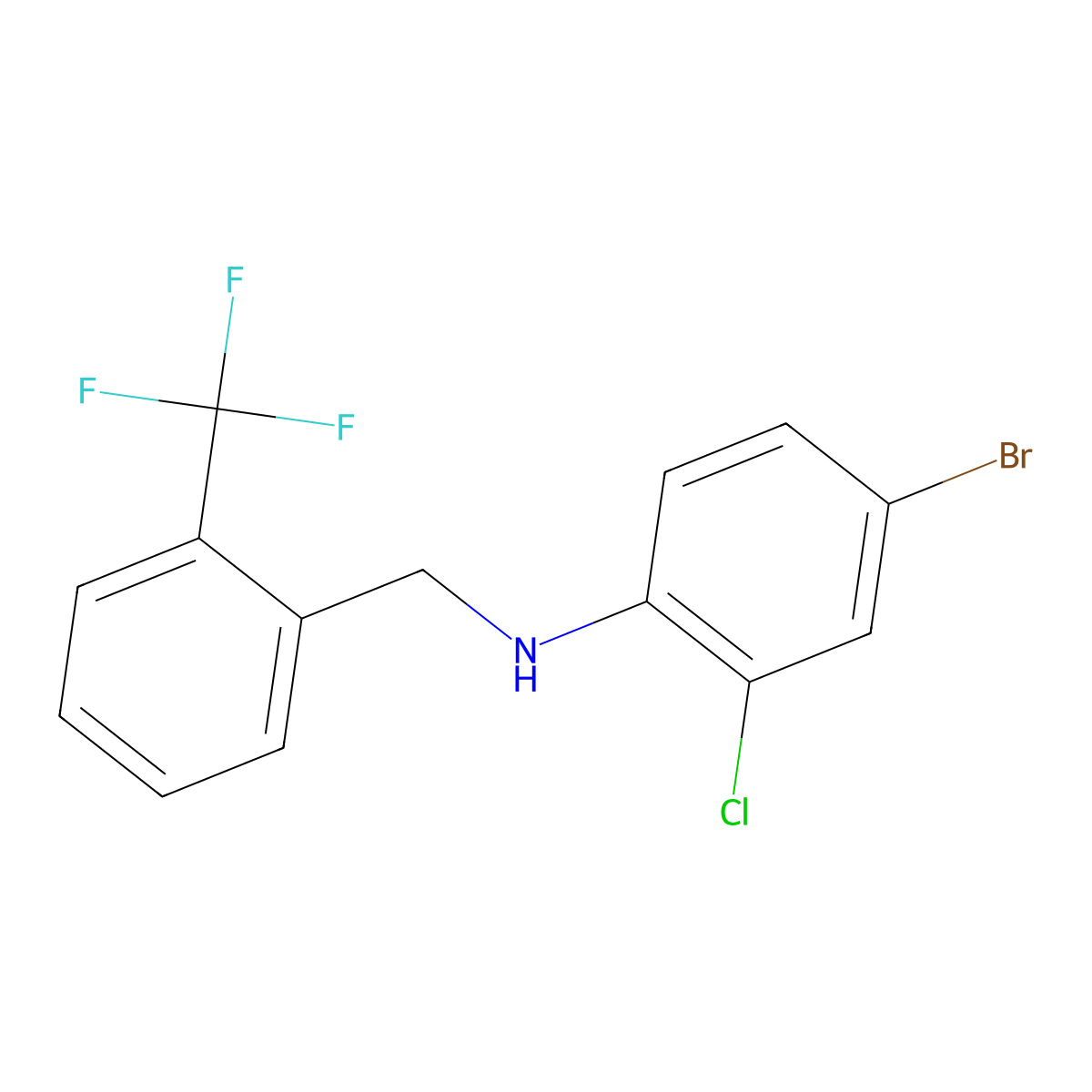 N-(4-Bromo-2-chlorophenyl)-2-(trifluoromethyl)benzenemethanamine molecular structure, CAS 1098359-01-3