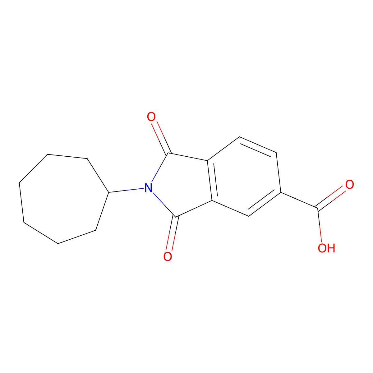 2-cycloheptyl-1,3-dioxo-2,3-dihydro-1H-isoindole-5-carboxylic acid molecular structure, CAS 1098359-57-9