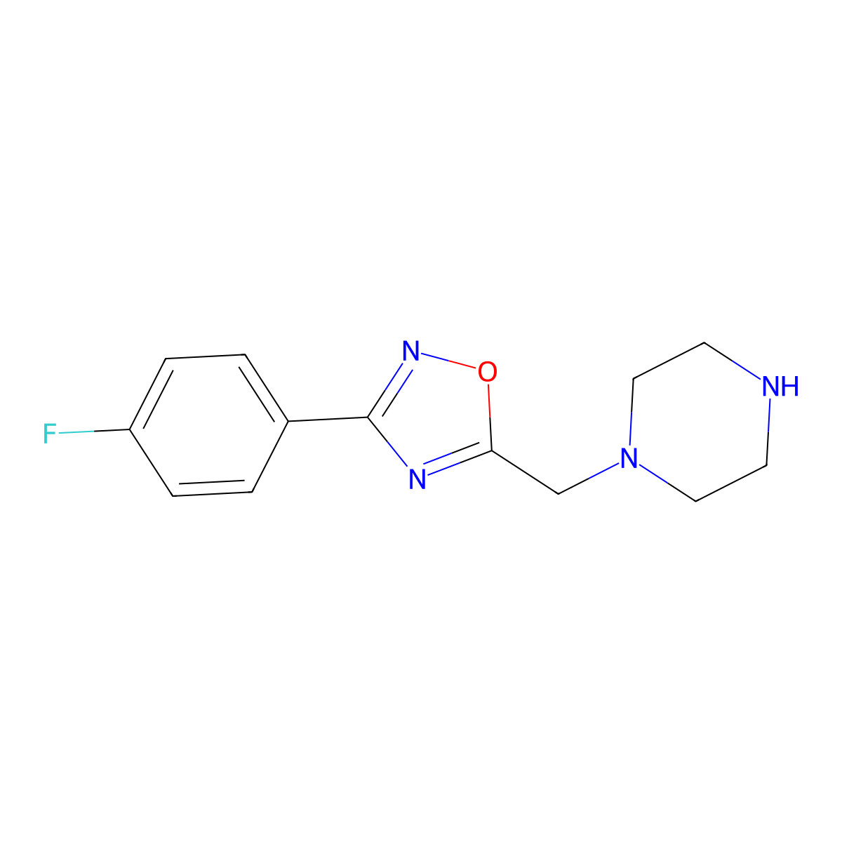 1-{[3-(4-Fluorophenyl)-1,2,4-oxadiazol-5-yl]methyl}piperazine molecular structure, CAS 1098360-23-6
