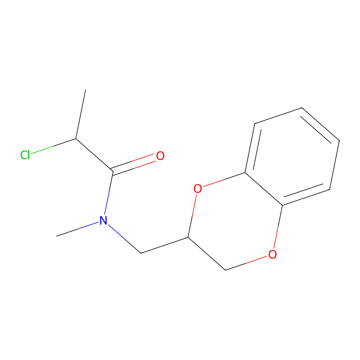 2-chloro-N-(2,3-dihydro-1,4-benzodioxin-2-ylmethyl)-N-methylpropanamide molecular structure, CAS 1098361-12-6