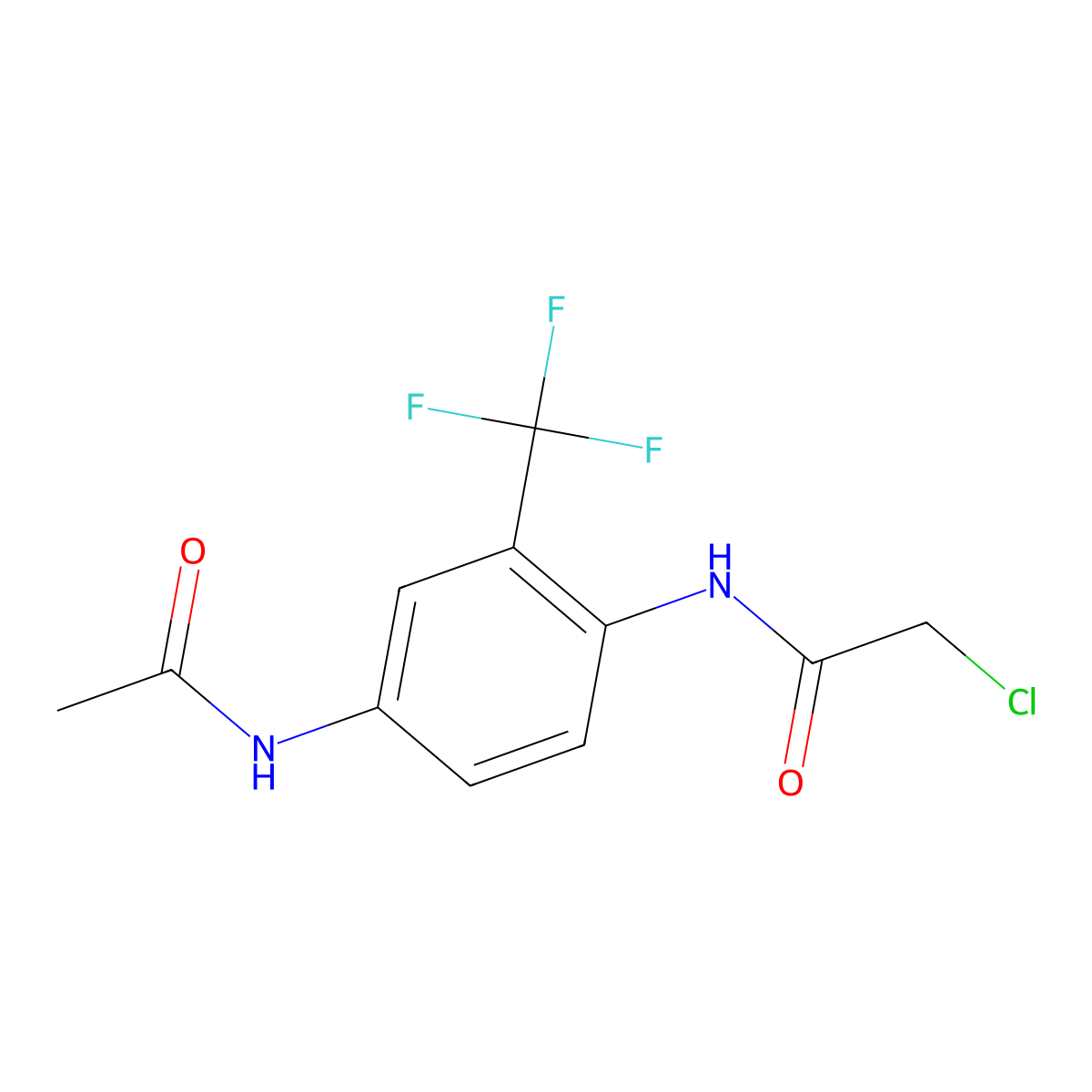 2-chloro-N-[4-acetamido-2-(trifluoromethyl)phenyl]acetamide molecular structure, CAS 1098361-20-6