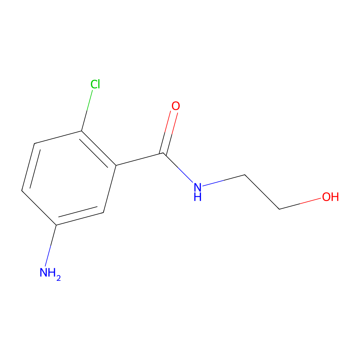 5-amino-2-chloro-N-(2-hydroxyethyl)benzamide molecular structure, CAS 1098363-55-3