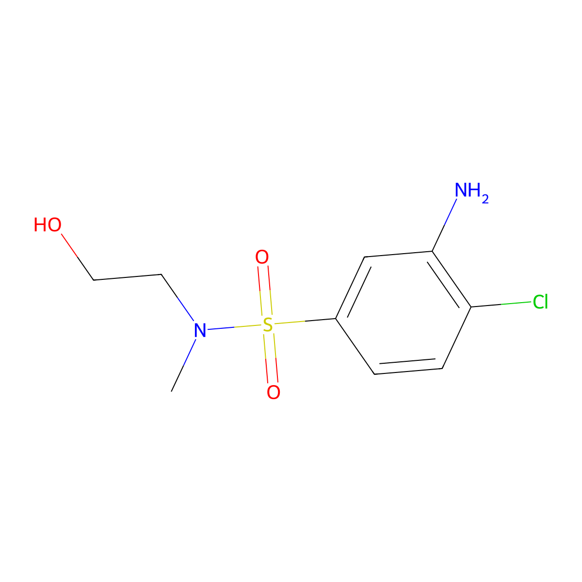3-Amino-4-chloro-N-(2-hydroxyethyl)-N-methylbenzenesulfonamide molecular structure, CAS 1098363-97-3