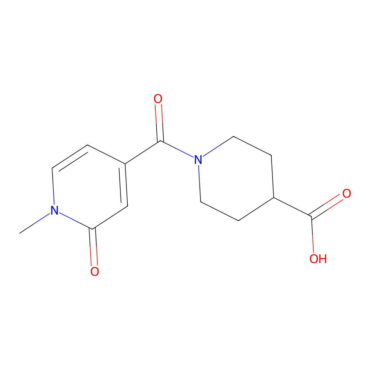 1-(1-Methyl-2-oxo-1,2-dihydropyridine-4-carbonyl)piperidine-4-carboxylic acid molecular structure, CAS 1098365-93-5