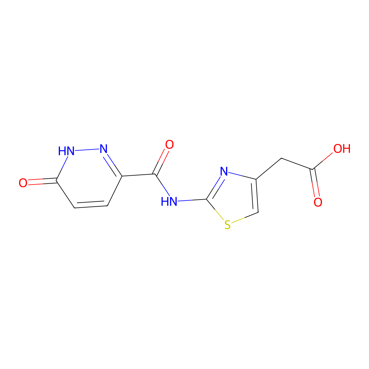 2-[2-(6-Oxo-1,6-dihydropyridazine-3-amido)-1,3-thiazol-4-yl]acetic acid molecular structure, CAS 1098367-82-8