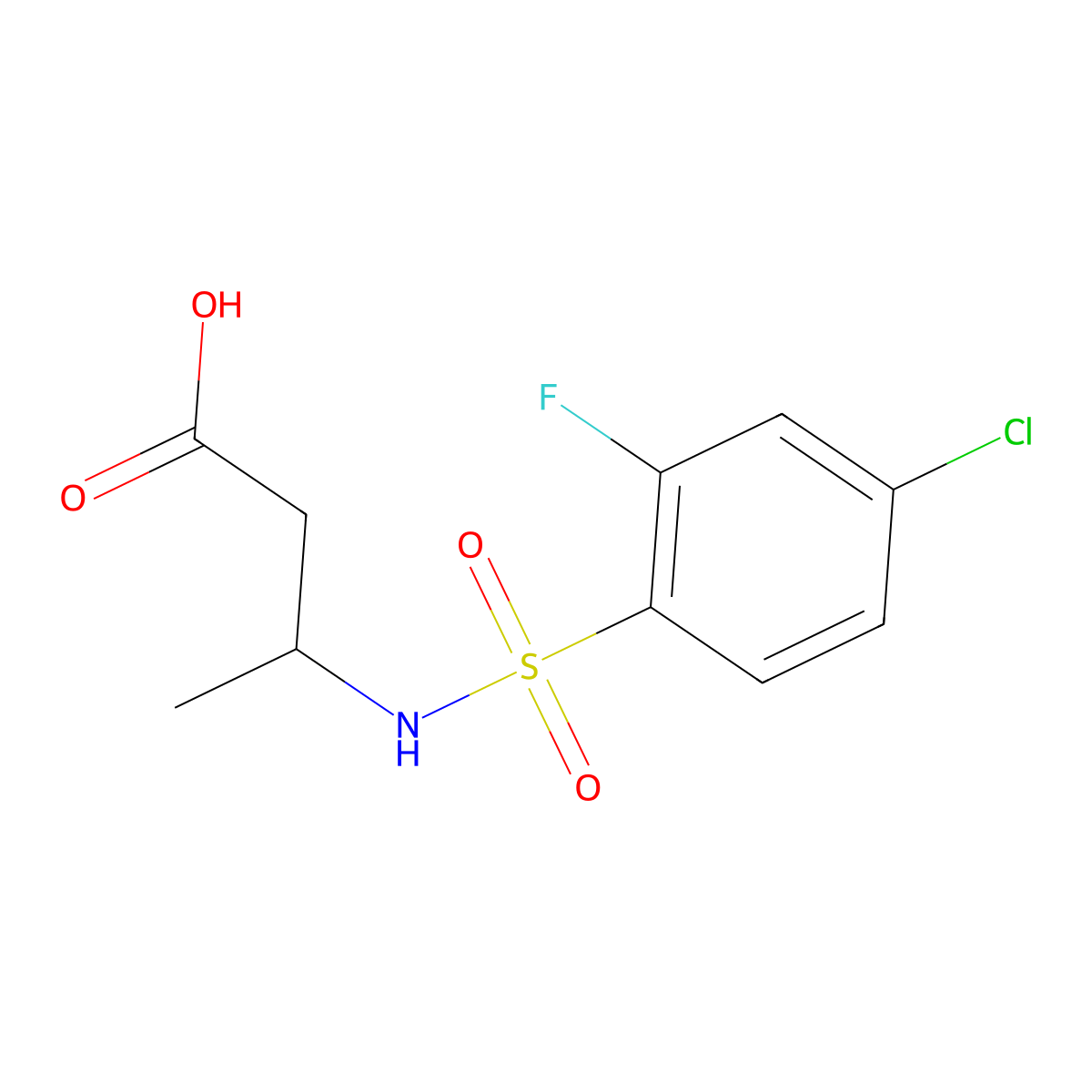 3-(4-Chloro-2-fluorobenzenesulfonamido)butanoic acid molecular structure, CAS 1098372-07-6