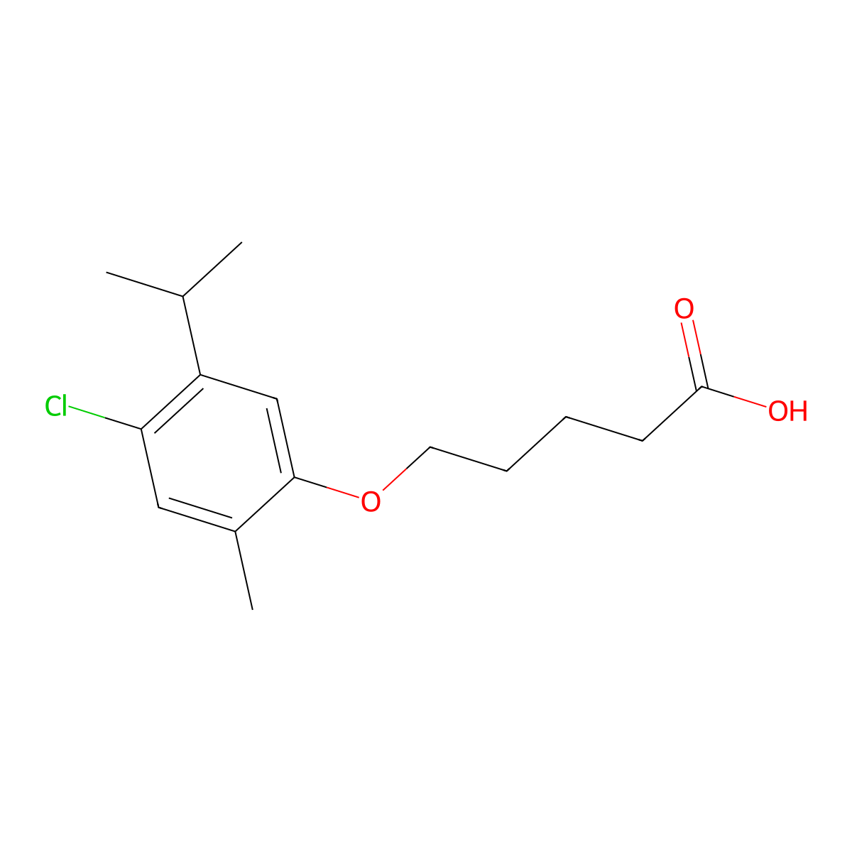 5-[4-Chloro-2-methyl-5-(propan-2-yl)phenoxy]pentanoic acid molecular structure, CAS 1098375-72-4