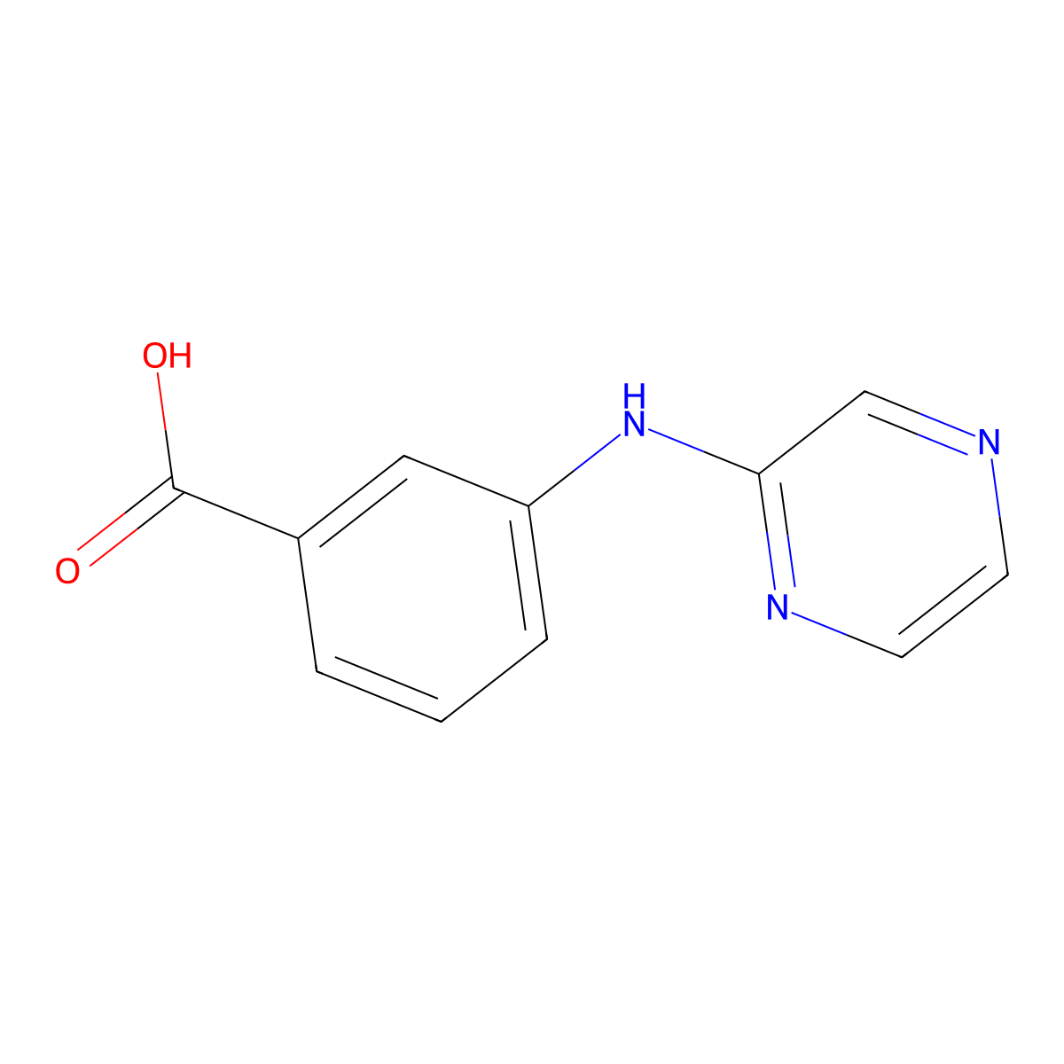 3-[(Pyrazin-2-yl)amino]benzoic acid molecular structure, CAS 1098383-88-0