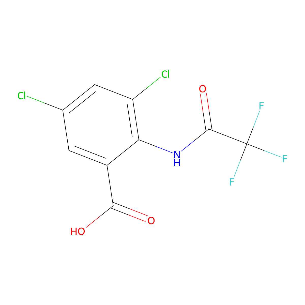 3,5-Dichloro-2-(trifluoroacetamido)benzoic acid molecular structure, CAS 1098386-98-1