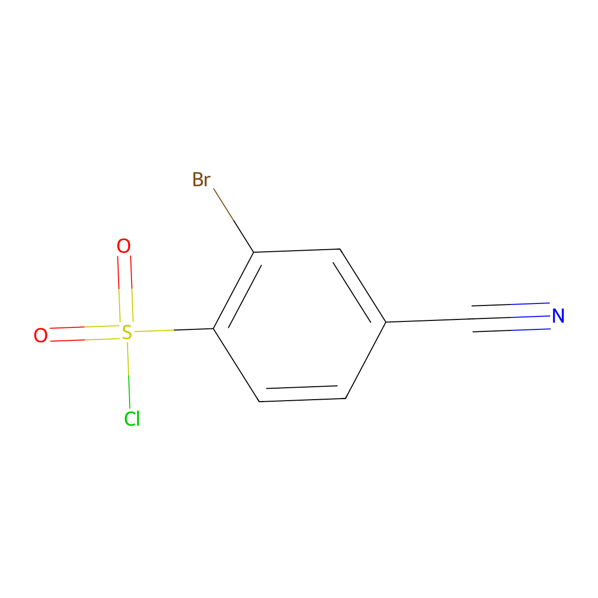 2-Bromo-4-cyanobenzene-1-sulfonyl chloride molecular structure, CAS 1098387-29-1