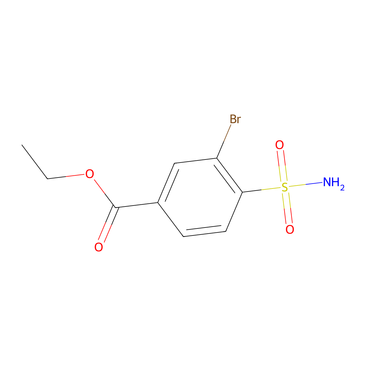 Ethyl 3-bromo-4-sulfamoylbenzoate molecular structure, CAS 1098387-32-6
