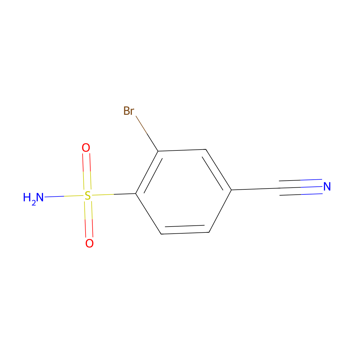 2-Bromo-4-cyanobenzenesulfonamide molecular structure, CAS 1098387-41-7