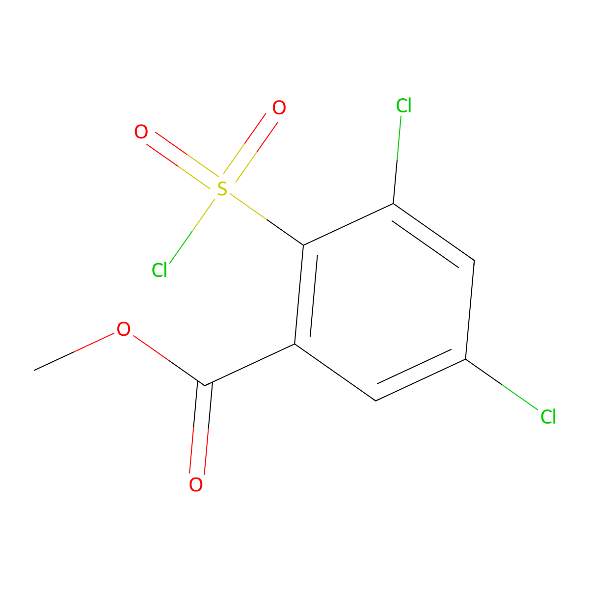 Methyl 3,5-dichloro-2-(chlorosulfonyl)benzoate molecular structure, CAS 1098387-68-8