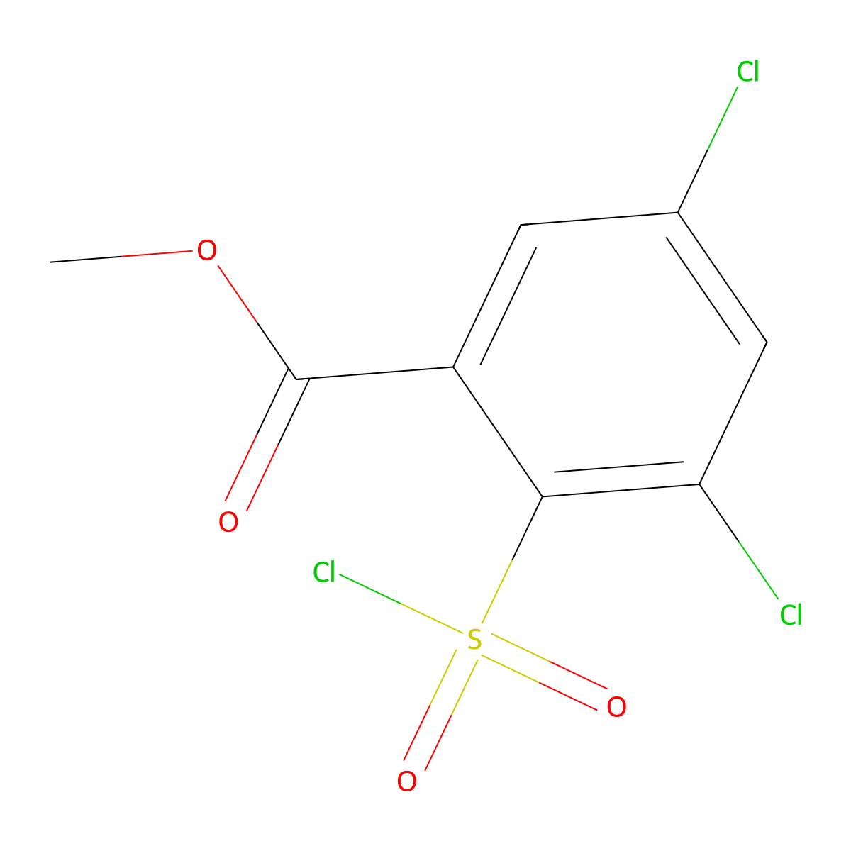 Methyl 3,5-dichloro-2-(chlorosulfonyl)benzoate molecular structure, CAS 1098387-68-8