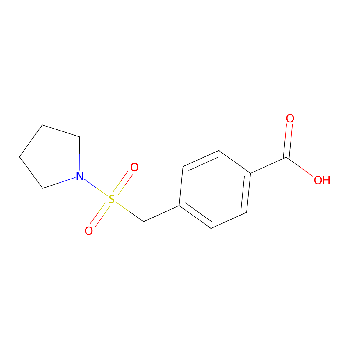 4-[(Pyrrolidin-1-ylsulfonyl)methyl]benzoic acid molecular structure, CAS 1098391-16-2