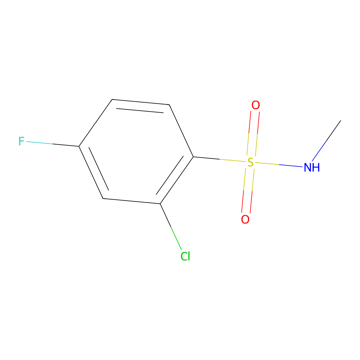2-chloro-4-fluoro-N-methylbenzene-1-sulfonamide molecular structure, CAS 1098391-40-2