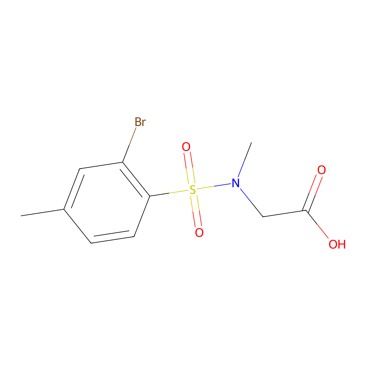 2-(n-Methyl2-bromo-4-methylbenzenesulfonamido)acetic acid molecular structure, CAS 1098391-73-1