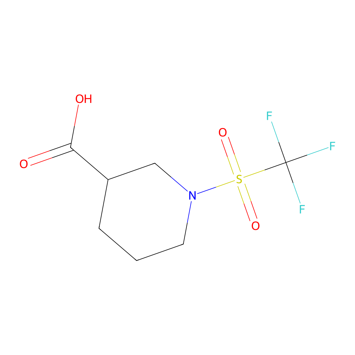 1-Trifluoromethanesulfonylpiperidine-3-carboxylic acid molecular structure, CAS 1098398-20-9