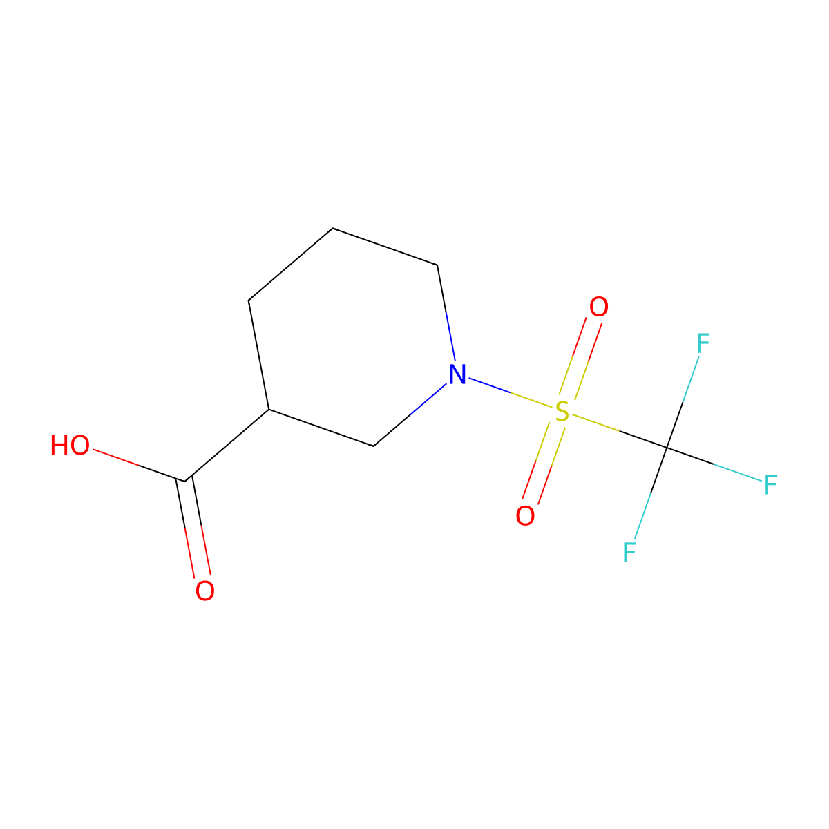 1-Trifluoromethanesulfonylpiperidine-3-carboxylic acid molecular structure, CAS 1098398-20-9