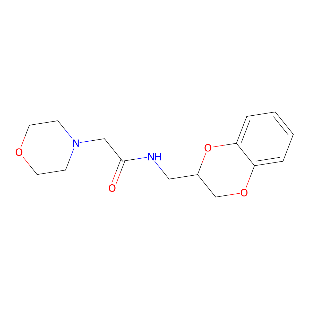 N-(2,3-dihydro-1,4-benzodioxin-3-ylmethyl)-2-morpholin-4-ylacetamide molecular structure, CAS 109840-52-0