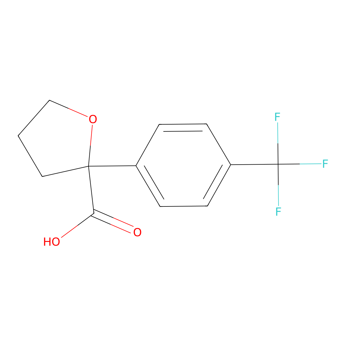 Tetrahydro-2-[4-(trifluoromethyl)phenyl]-2-furancarboxylic acid molecular structure, CAS 1098411-61-0