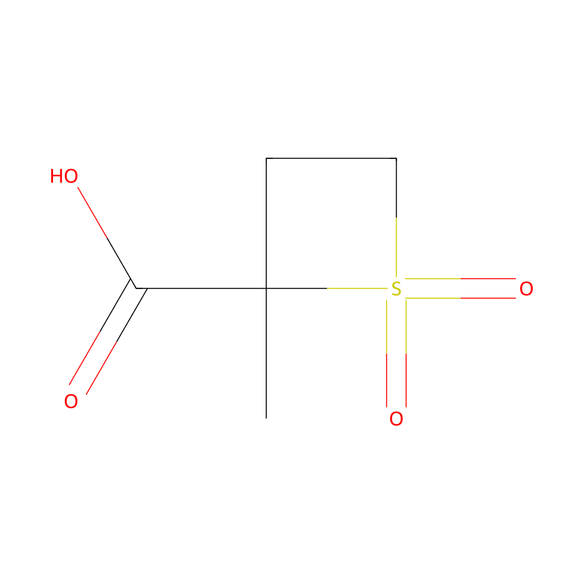 2-Methyl-1,1-dioxo-1lambda6-thietane-2-carboxylic acid molecular structure, CAS 1098411-70-1